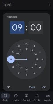 Google Hodiny - Nastavení budíku 