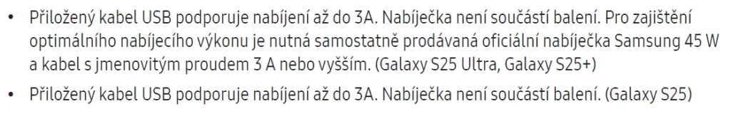 Z návodu ke Galaxy S25 Ultra