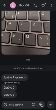 RCS, upozornění na upravenou zprávu