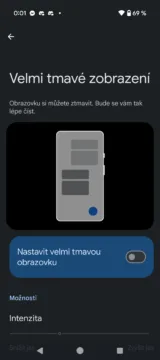 Velmi tmavé zobrazení, Pixel 9, Android 15