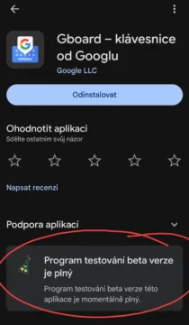 Program testování beta verze Gboard