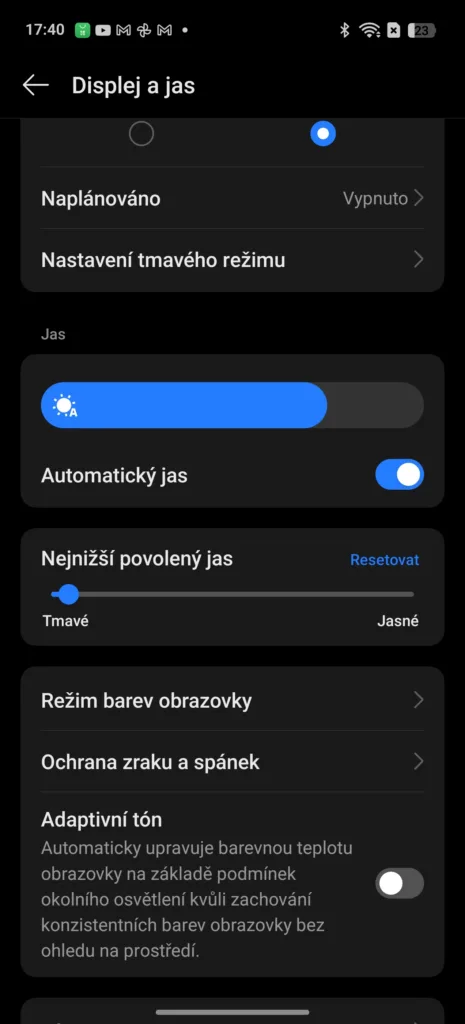 Realme UI 6.0 displej nastavení