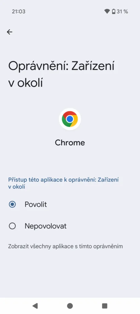 Chrome, oprávnění