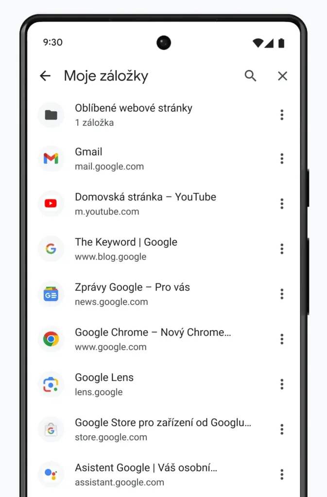 chrome pro android zalozky