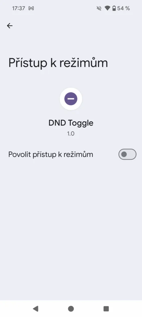 dnd toggle nastaveni opravneni