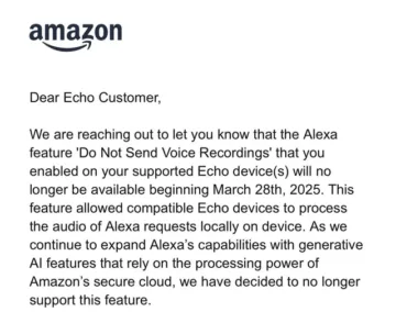 Email od Amazon Echo