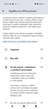 Najdi moje zařízení, výchozí nastavení