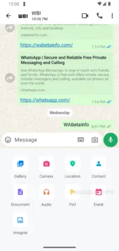 WhatsApp plánování události v chatu jeden na jednoho