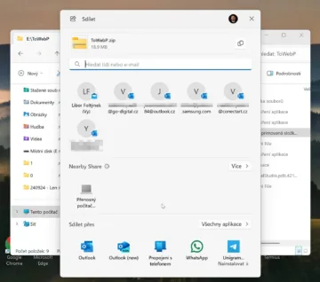 Dialog sdílení ve Windows 11