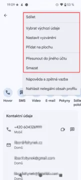 Kontakty Google, stará nabídka