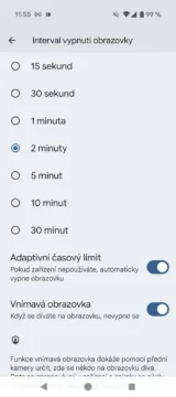 Interval vypnutí obrazovky