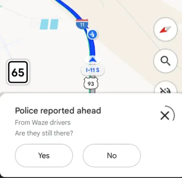 Mapy Google hlášení z Waze